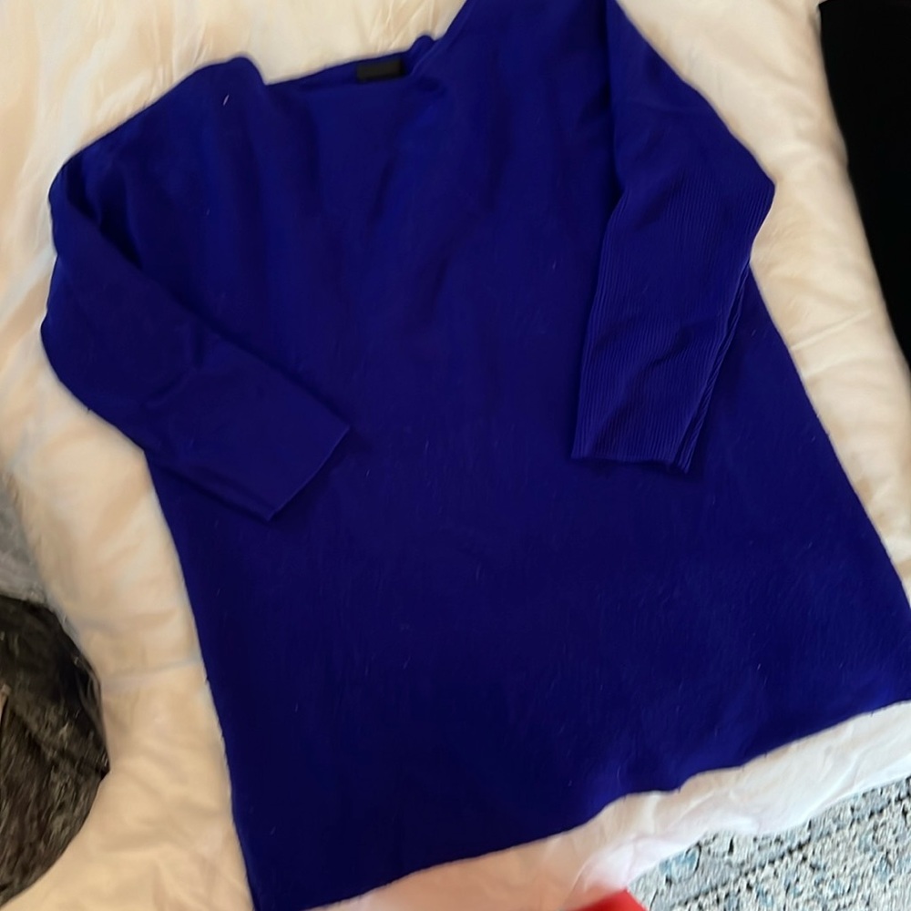 J. Crew 100% Italian cashmere cobalt blue ribbed sweater E2092 2016